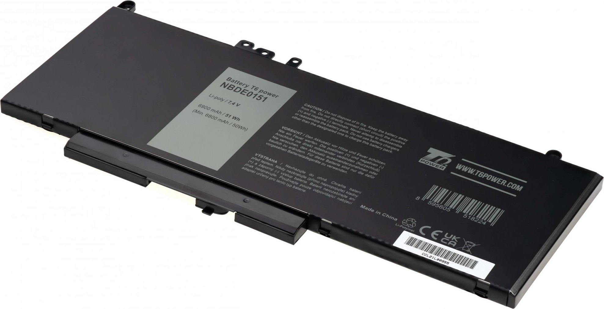 Baterie T6 Power Dell Latitude E5450, E5550, E5250, 3150, 3160, 6900mAh, 51Wh, 4cell, Li-pol