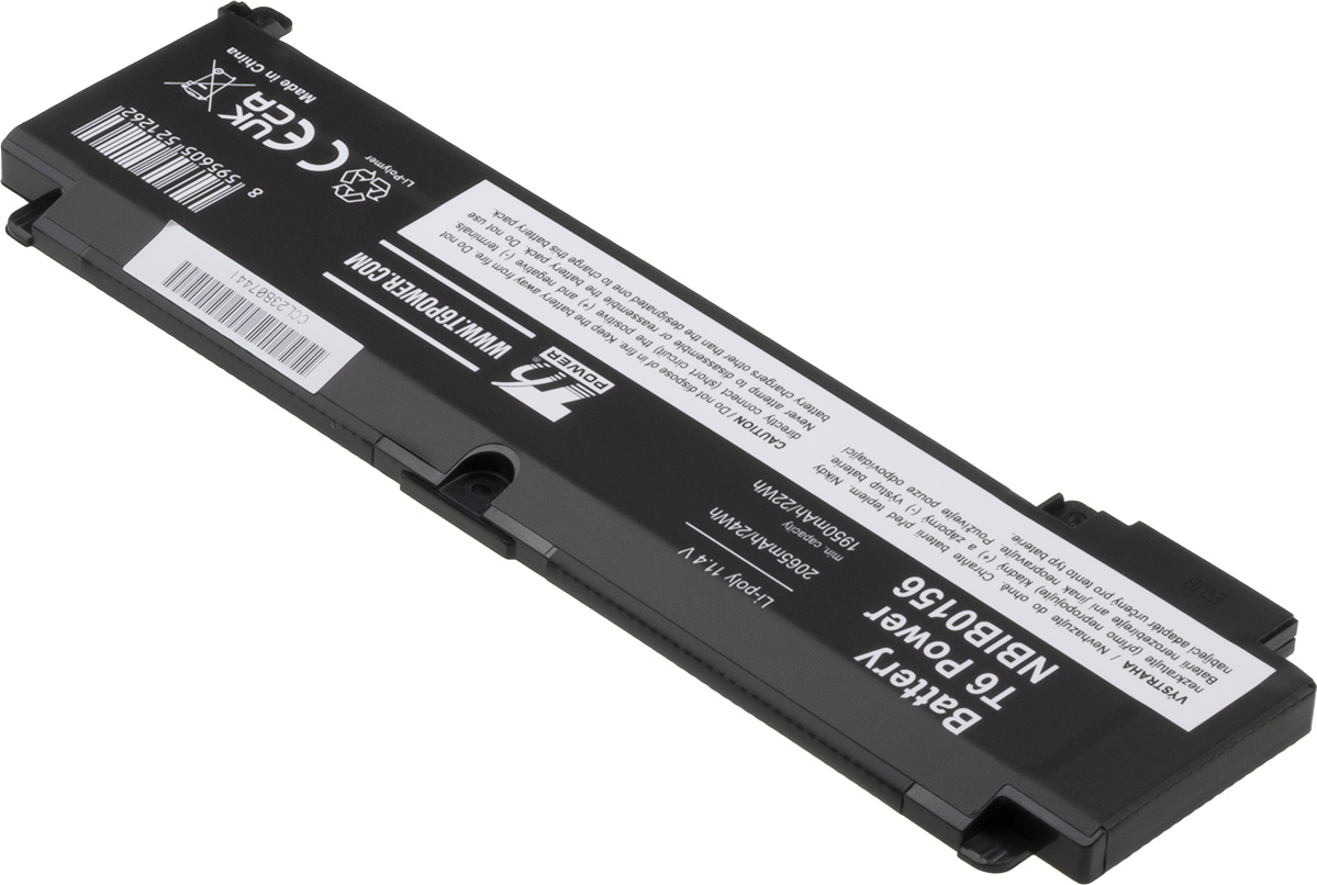 Baterie T6 Power pro Lenovo ThinkPad T460s, T470s, 2065mAh, 24Wh, 3cell, Li-Pol