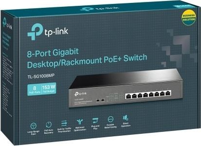 TP-Link switch TL-SG1008P (8xGbE, 4xPoE+, 64W, fanless)