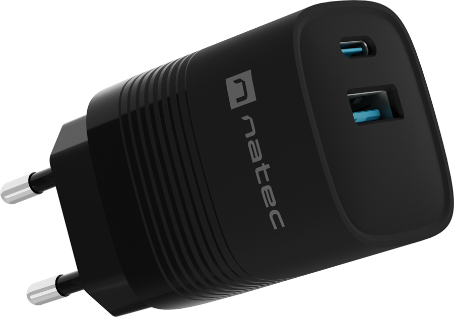 Univerzální USB nabíječka Natec RIBERA GaN 30 W, 1X USB-A, 1X USB-C, černá