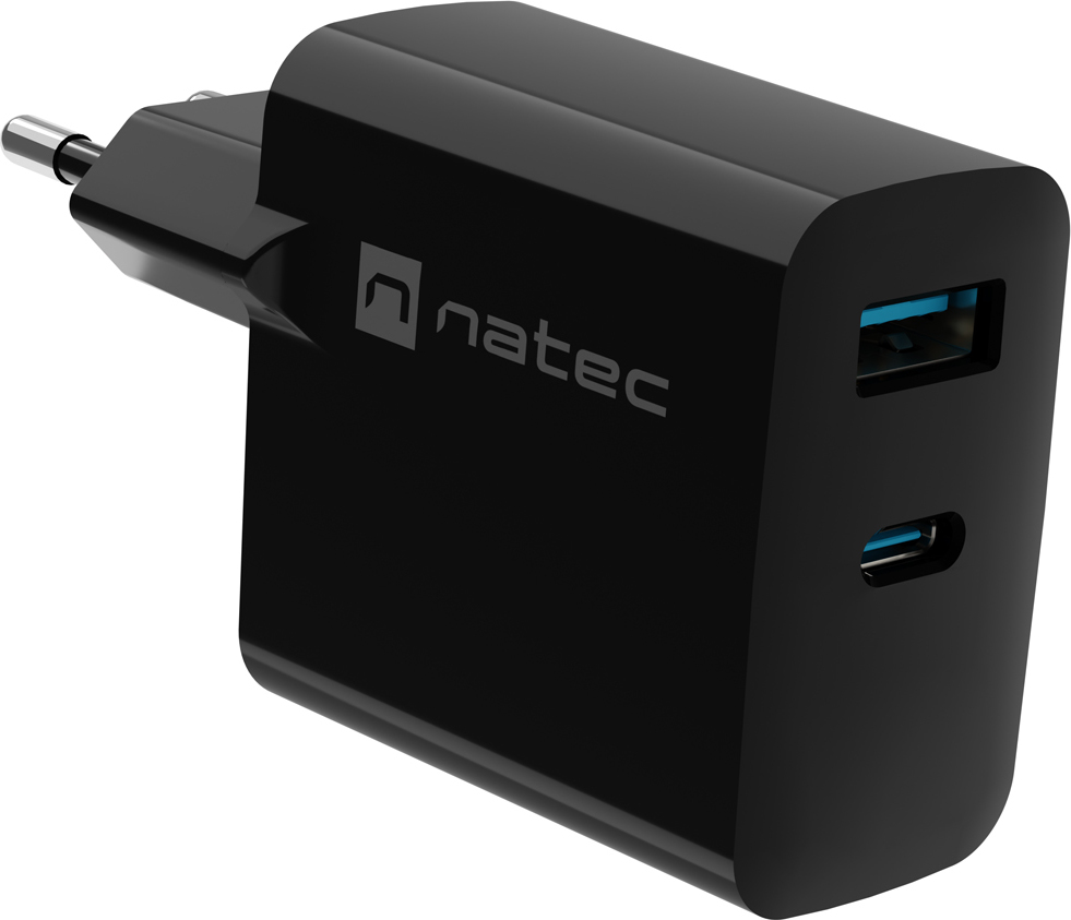 Univerzální USB nabíječka Natec RIBERA GaN 45W, 1X USB-A, 1X USB-C, černá