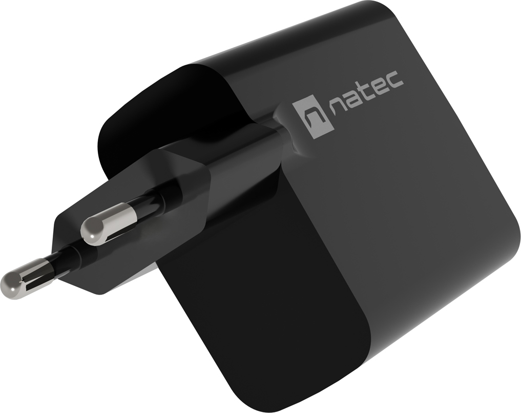 Univerzální USB nabíječka Natec RIBERA GaN 45W, 1X USB-A, 1X USB-C, černá