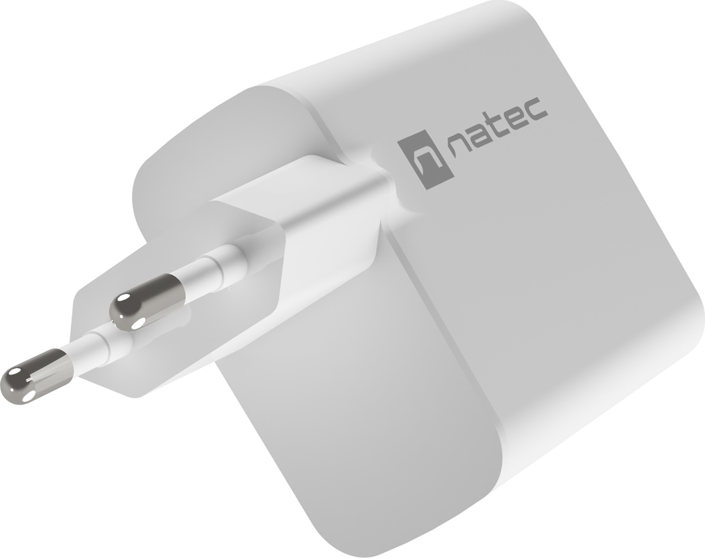 Univerzální USB nabíječka Natec RIBERA GaN 45W, 1X USB-A, 1X USB-C, bílá