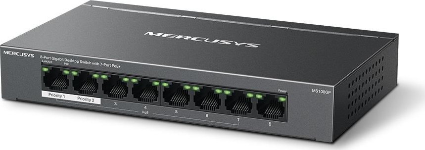 MERCUSYS switch MS108GP (8xGbE,7xPoE+,65W,fanless)