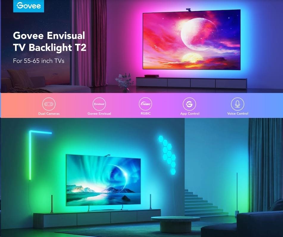 Govee DreamView T2 DUAL TV 55-65" SMART LED podsvícení RGBIC