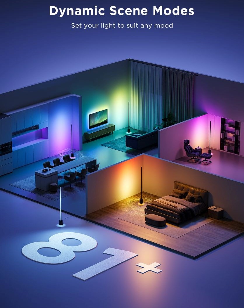 Govee Floor Lamp Pro RGBICWW LED lampa s reproduktorem + ovladač