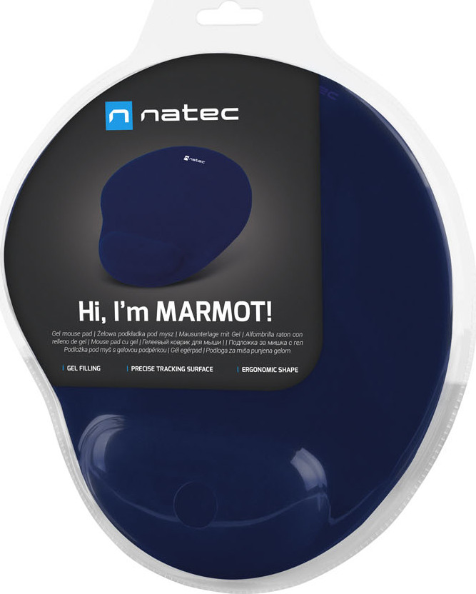 Podložka pod myš ergonomická gelová Natec MARMOT, tmavě modrá, 245x225 mm