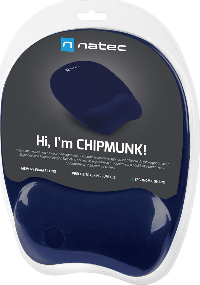 Podložka pod myš ergonomická Natec CHIPMUNK, paměťová pěna, Navy modrá, 230x200 mm