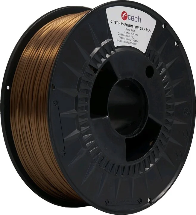 C-TECH Tisková struna (filament) PREMIUM LINE, Silk PLA, měď, 1,75mm, 1kg