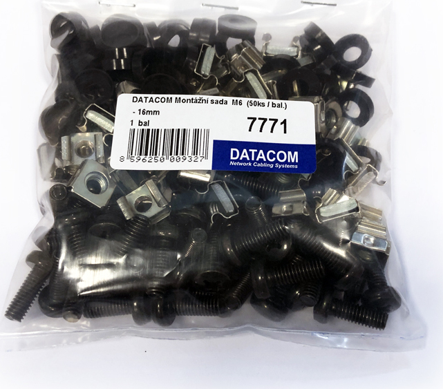 DATACOM Montážní sada M6 (50ks / bal.) - 16mm BLACK