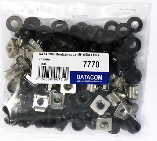 DATACOM Montážní sada  M6  (50ks / bal.) - 12mm BLACK