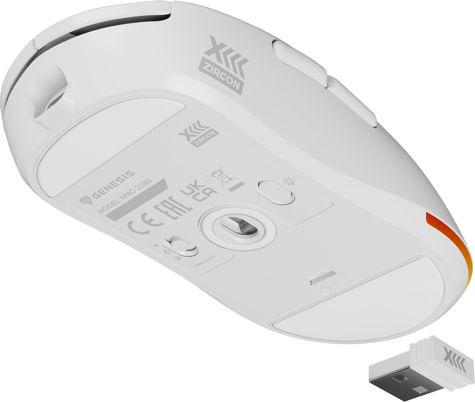 Genesis herní bezdrátová myš ZIRCON XIII/Herní/Optická/26 000 DPI/Bezdrátové USB/Bílá