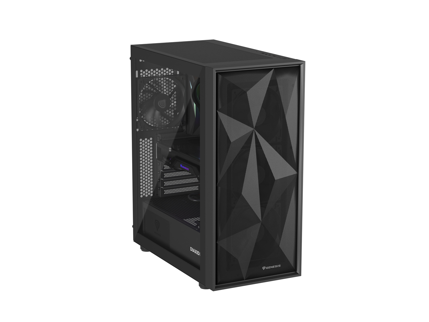 Počítačová skříň Genesis DIAXID 605F/Midi Tower/Transpar./Černá