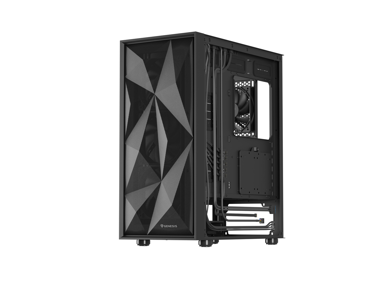 Počítačová skříň Genesis DIAXID 605F/Midi Tower/Transpar./Černá