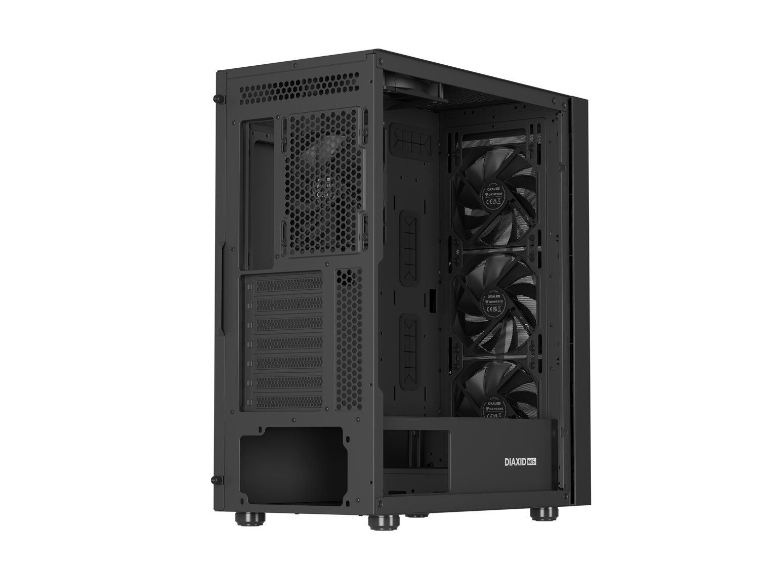 Počítačová skříň Genesis DIAXID 605F/Midi Tower/Transpar./Černá