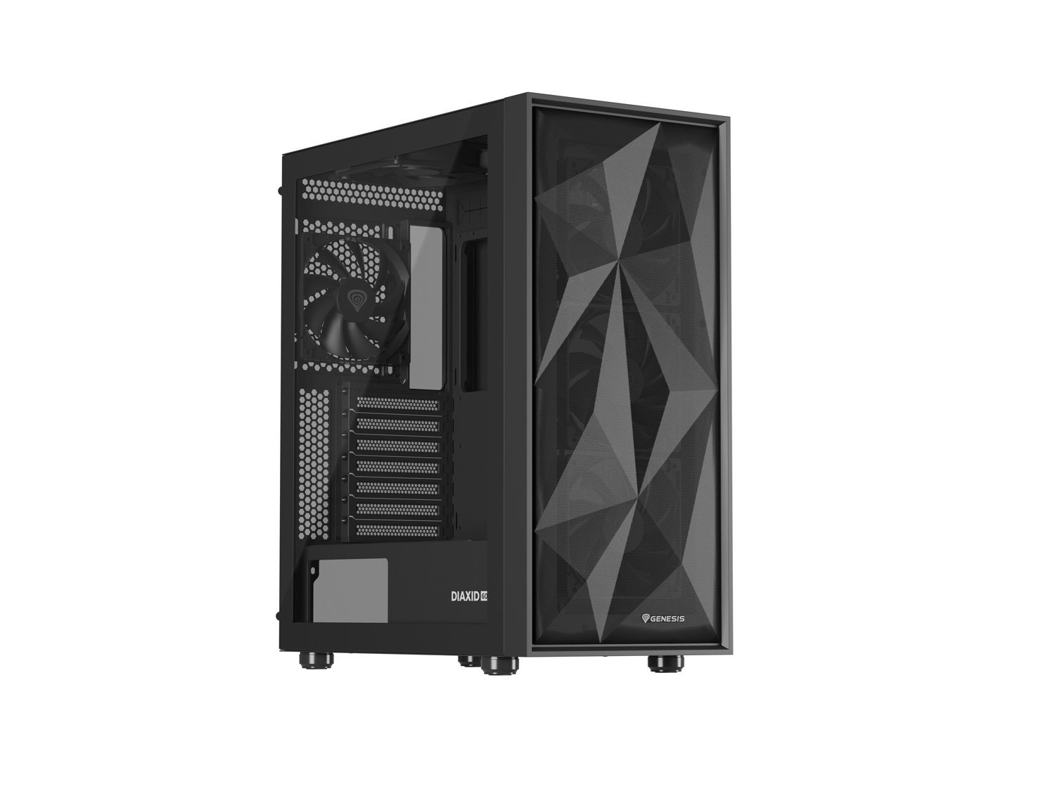 Počítačová skříň Genesis DIAXID 605F/Midi Tower/Transpar./Černá