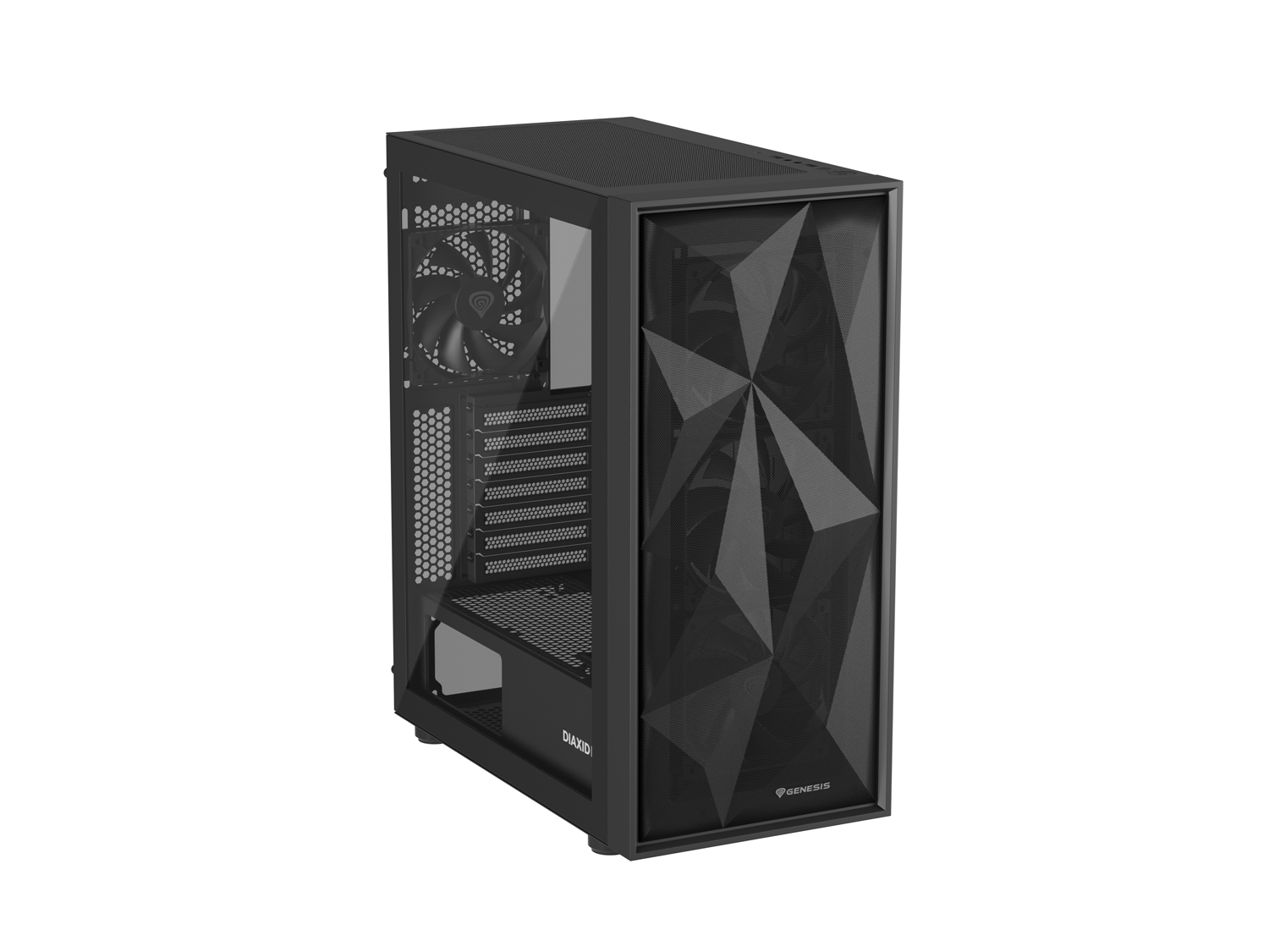 Počítačová skříň Genesis DIAXID 605F/Midi Tower/Transpar./Černá