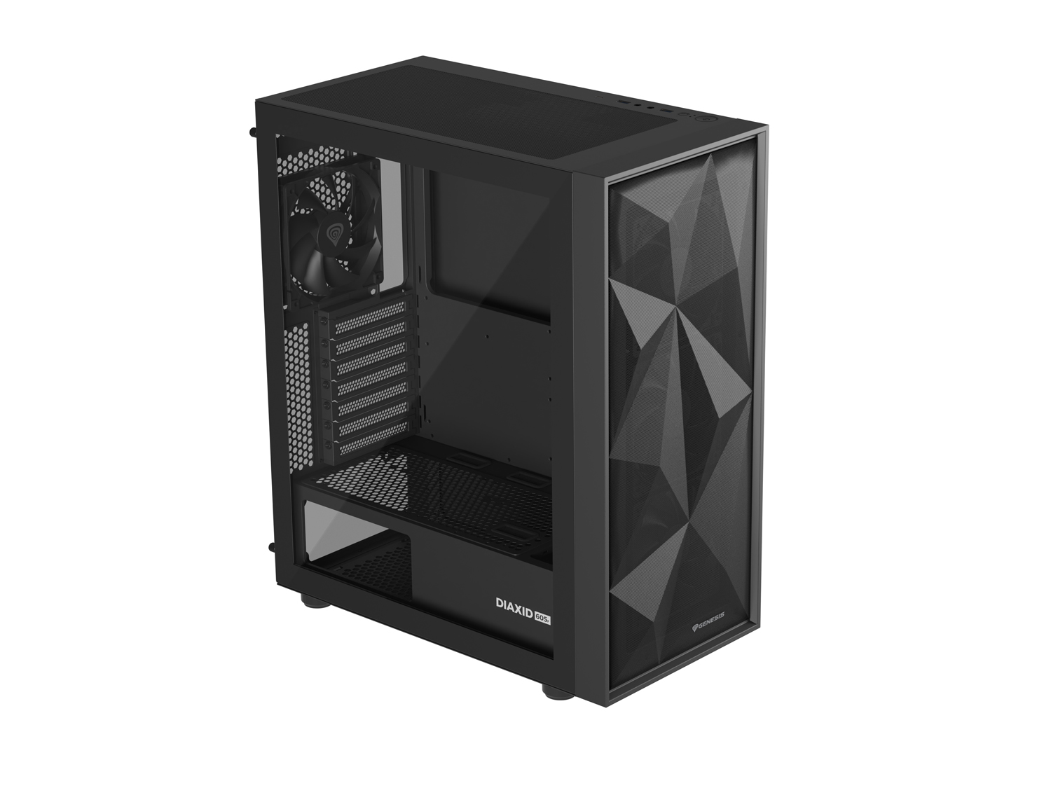 Počítačová skříň Genesis DIAXID 605F/Midi Tower/Transpar./Černá