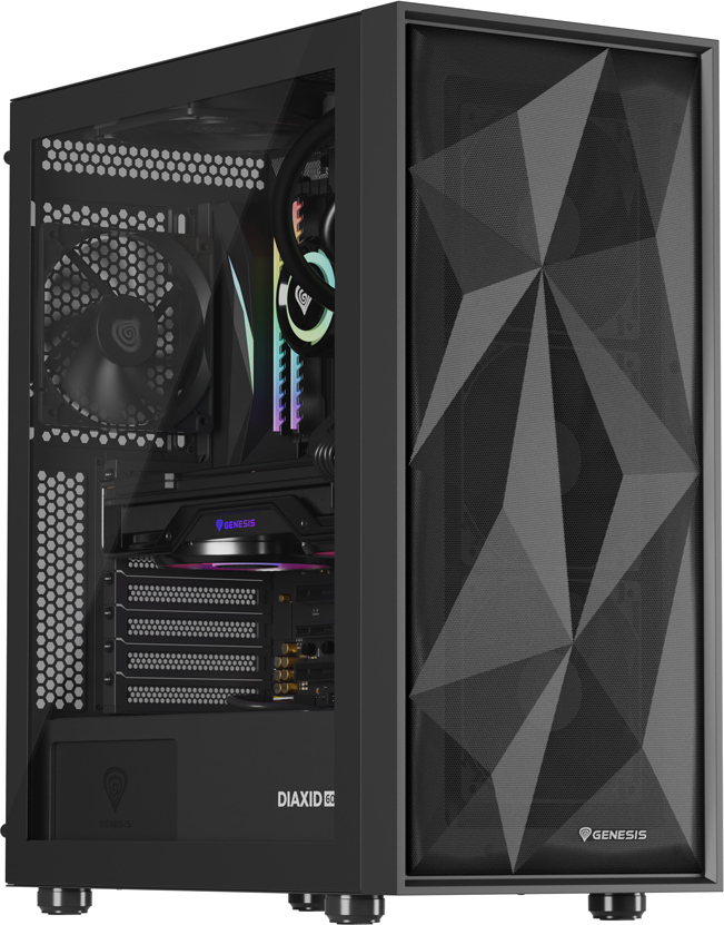 Počítačová skříň Genesis DIAXID 605F/Midi Tower/Transpar./Černá