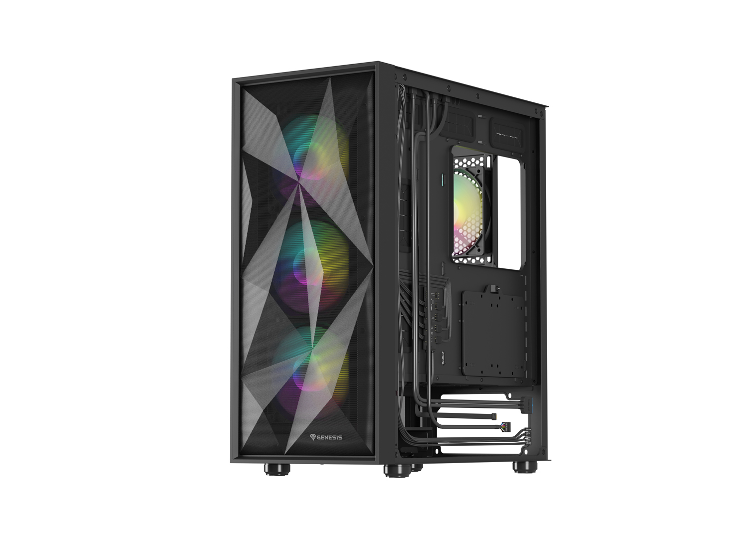 Počítačová skříň Genesis DIAXID 605 ARGB/Midi Tower/Transpar./Černá