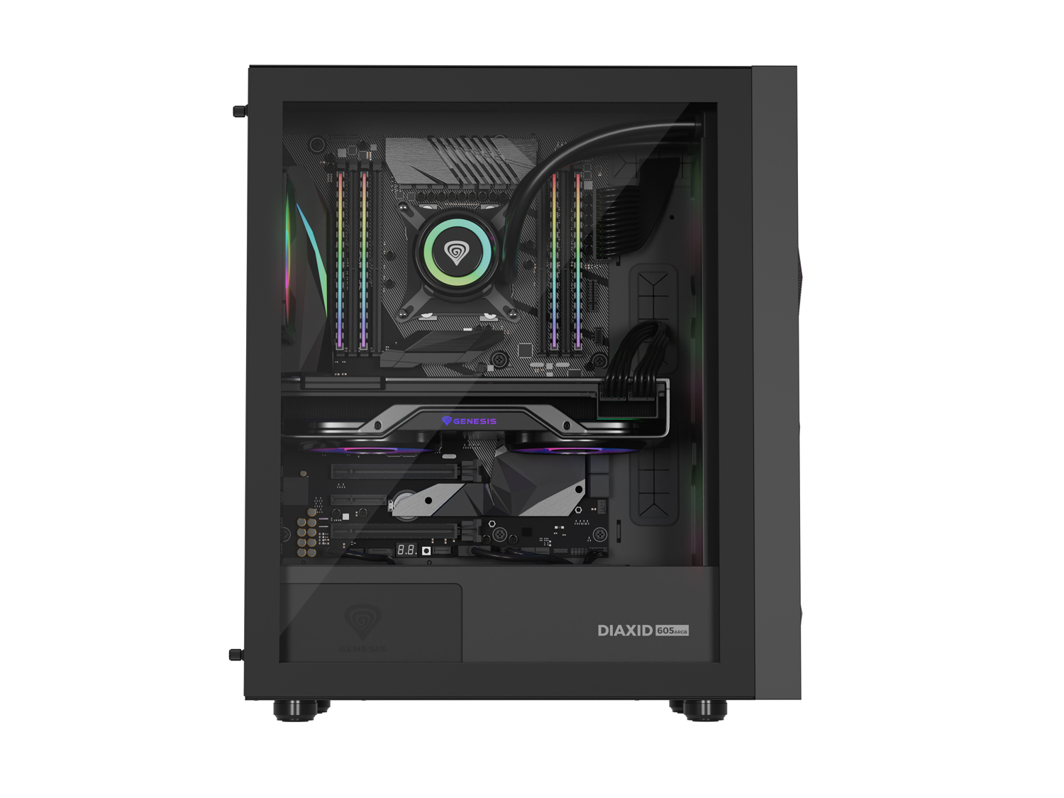 Počítačová skříň Genesis DIAXID 605 ARGB/Midi Tower/Transpar./Černá