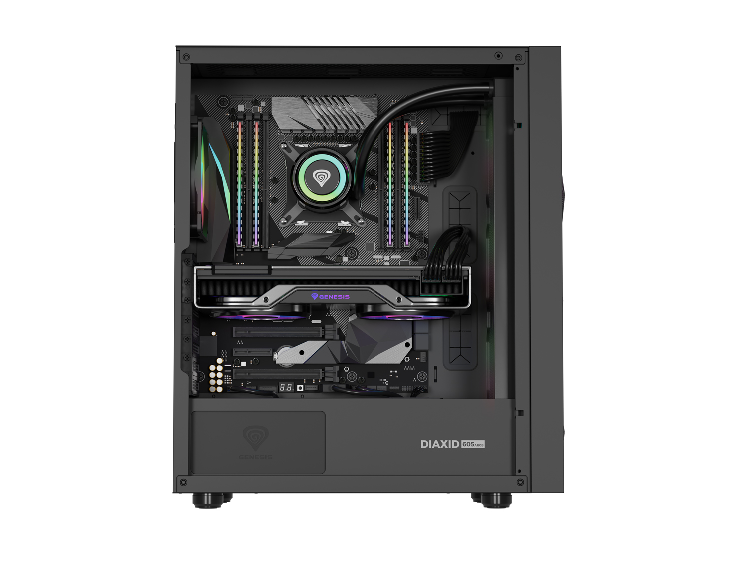 Počítačová skříň Genesis DIAXID 605 ARGB/Midi Tower/Transpar./Černá