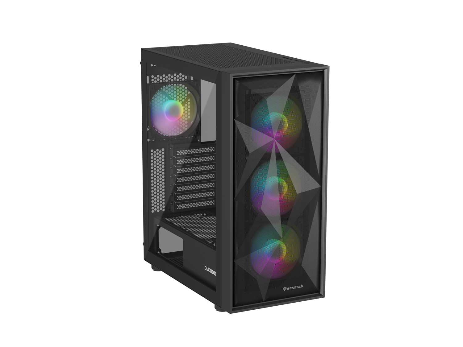 Počítačová skříň Genesis DIAXID 605 ARGB/Midi Tower/Transpar./Černá