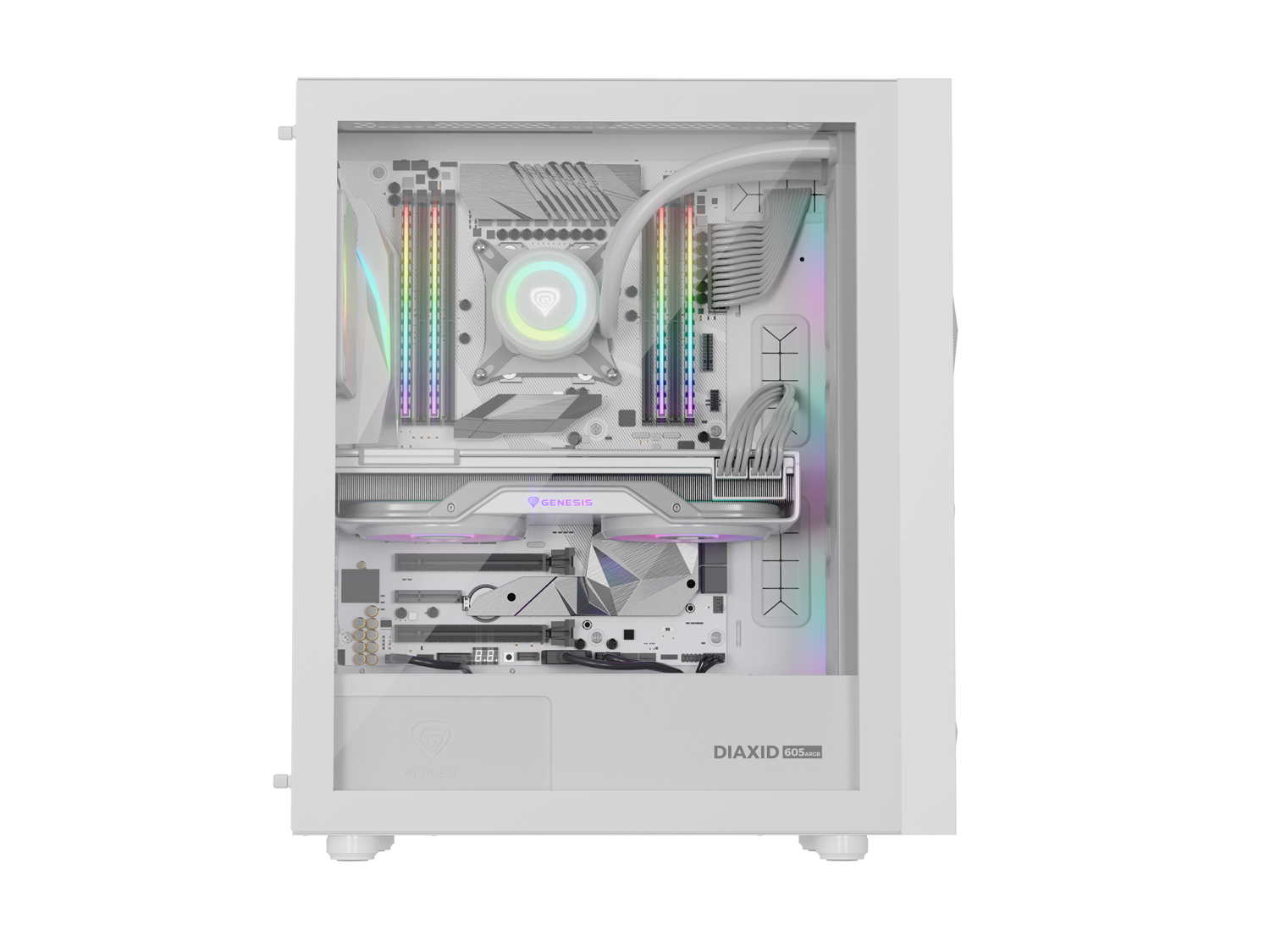 Počítačová skříň Genesis DIAXID 605 ARGB/Midi Tower/Transpar./Bílá