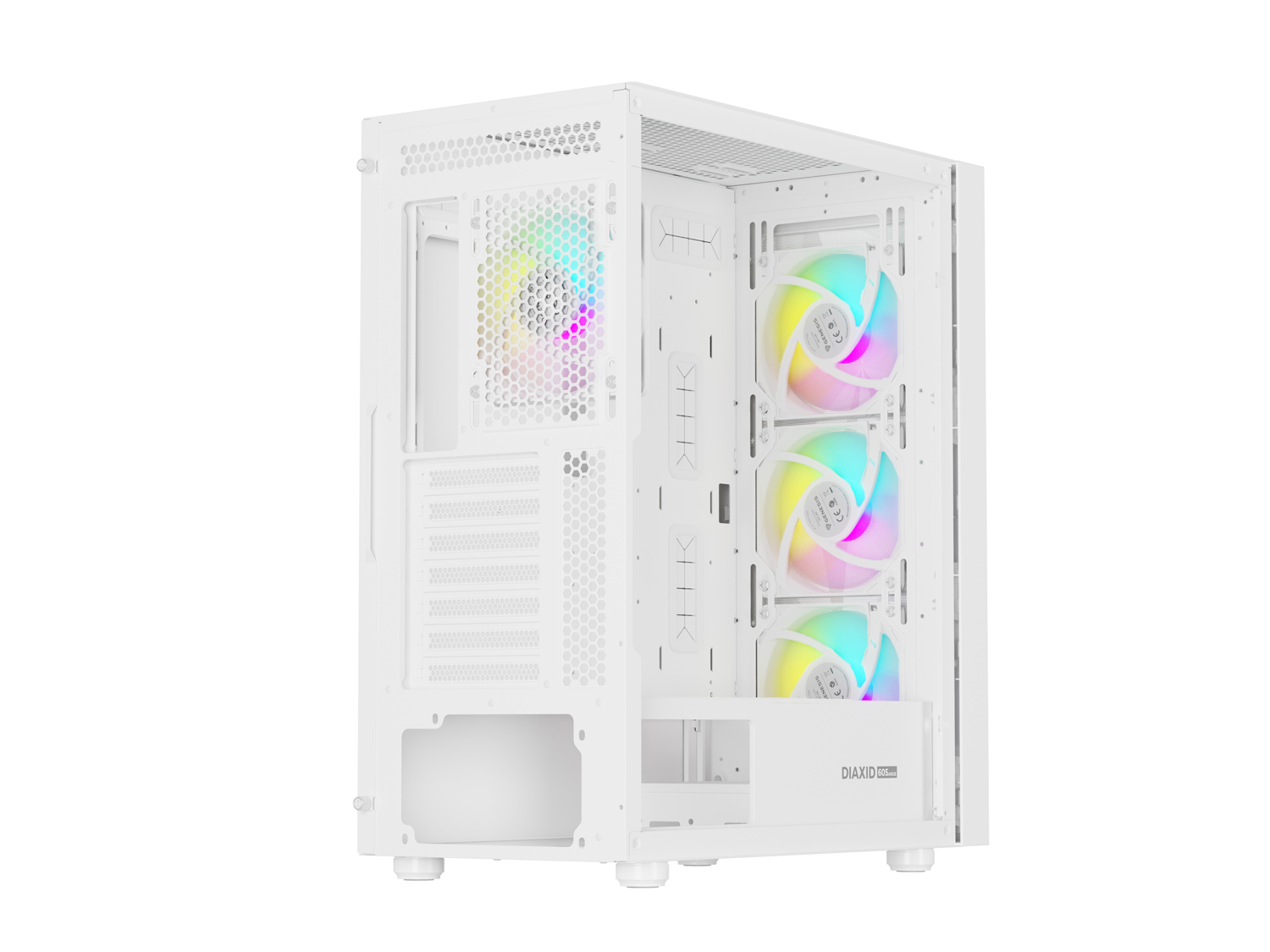 Počítačová skříň Genesis DIAXID 605 ARGB/Midi Tower/Transpar./Bílá