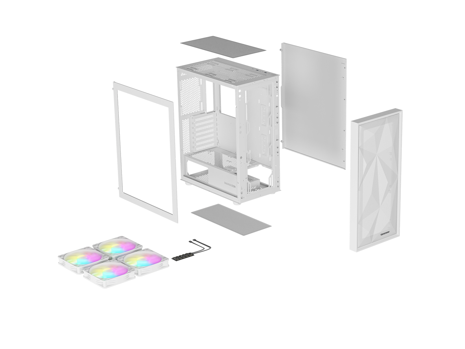 Počítačová skříň Genesis DIAXID 605 ARGB/Midi Tower/Transpar./Bílá