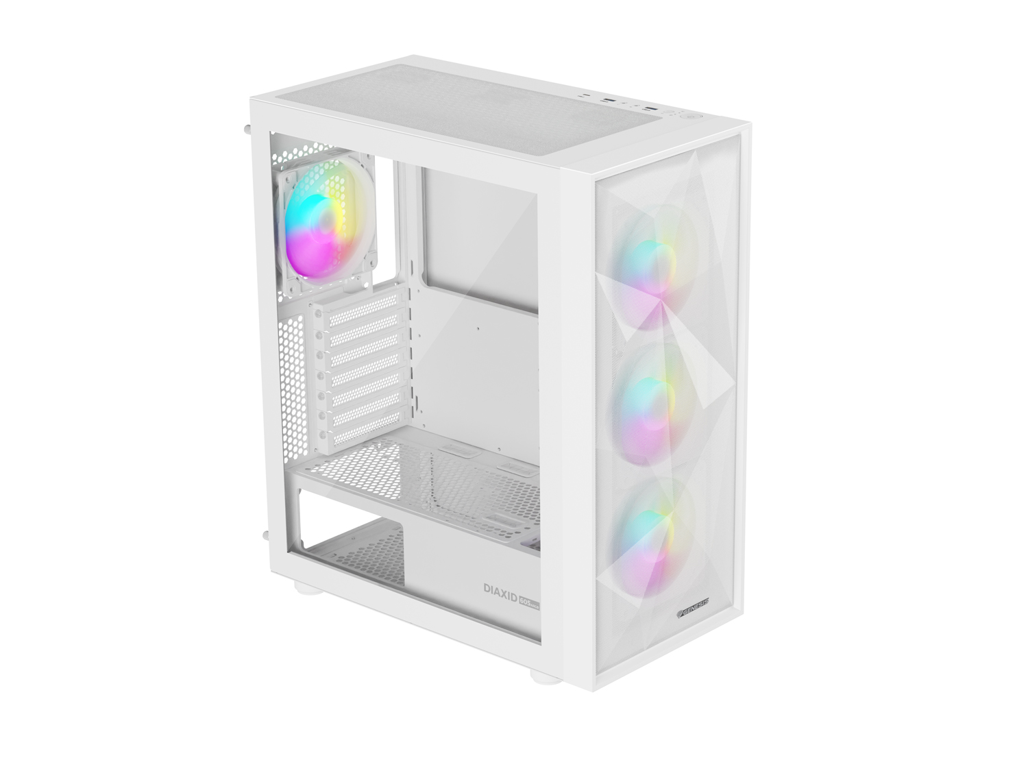 Počítačová skříň Genesis DIAXID 605 ARGB/Midi Tower/Transpar./Bílá