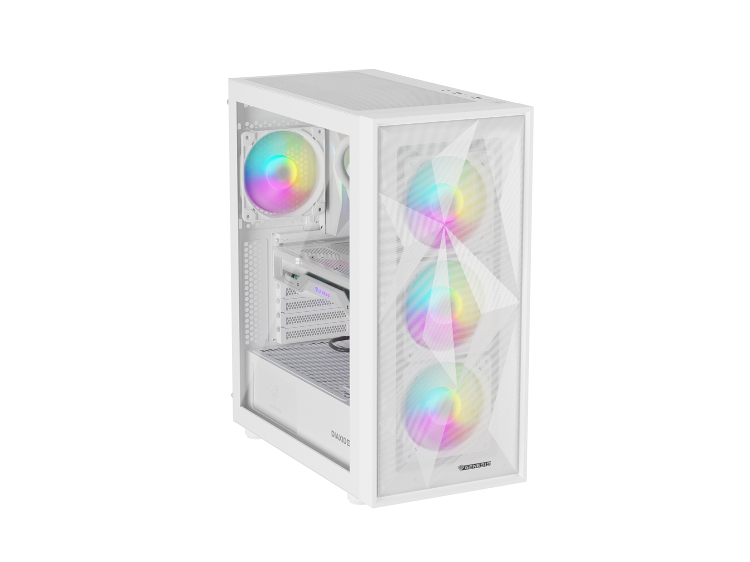 Počítačová skříň Genesis DIAXID 605 ARGB/Midi Tower/Transpar./Bílá