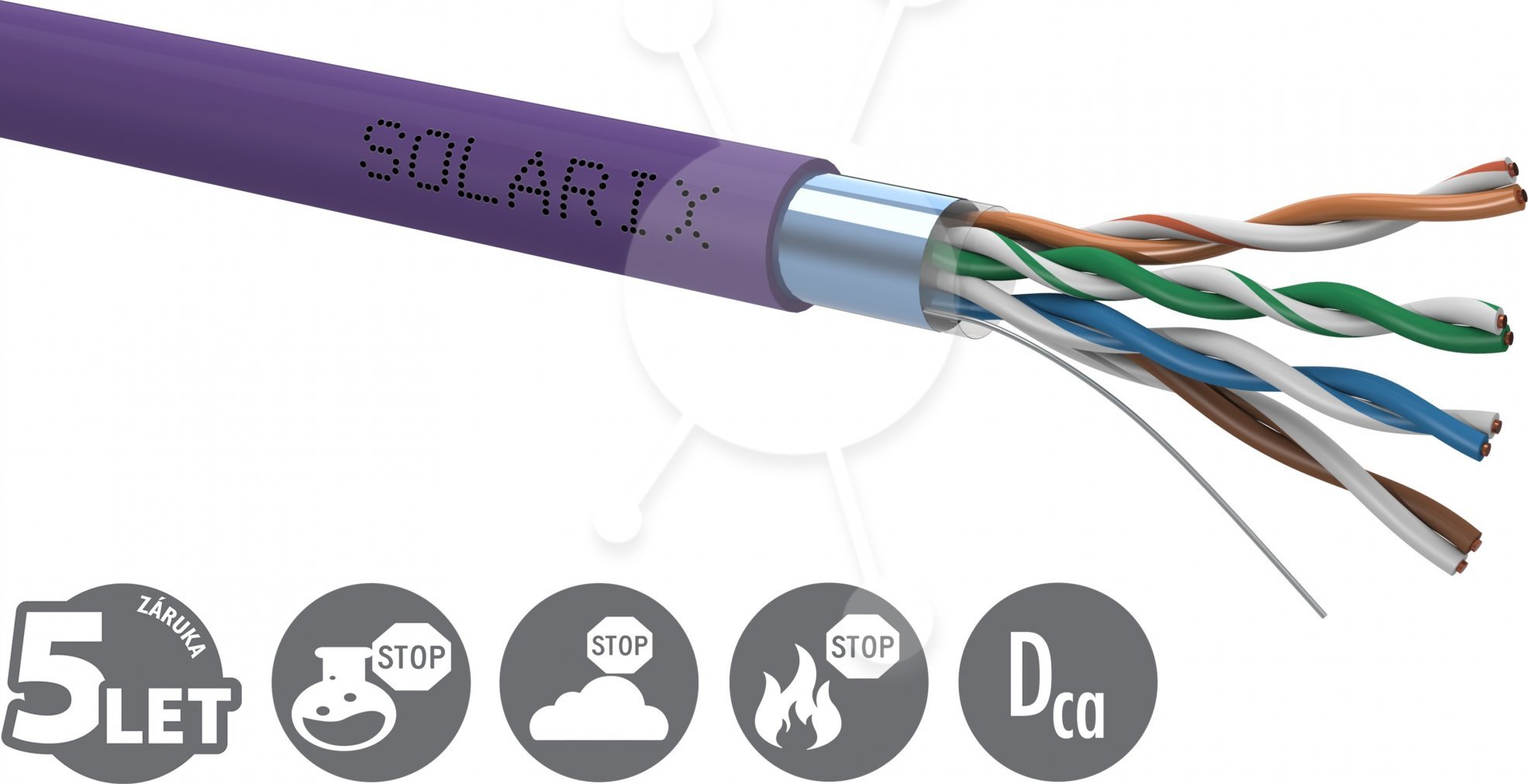 Inštalačný kábel Solarix FTP, Cat5E, drôt, LSOH, cievka 500 m SXKD-5E-FTP-LSOH