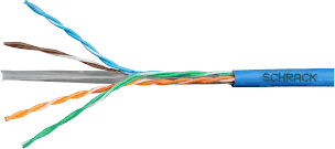 SCHRACK Kabel U/UTP Cat.6 4x2xAWG24 300 MHz, LS0H modrý, Eca, drát