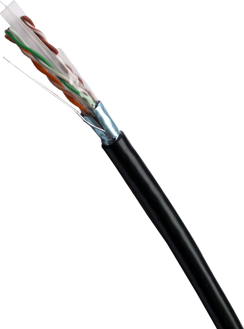 DATACOM FTP drát CAT6 PE, Fca 500m cívka, černý, OUTDOOR