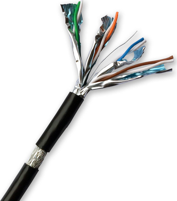 DATACOM S/FTP drát CAT7 PE,Fca 100m, plášť černý OUTDOOR