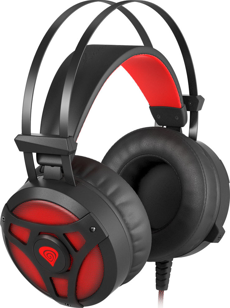 Herní sluchátka s mikrofonem Genesis Neon 360, Stereo, Vibrace, červené podsvícení