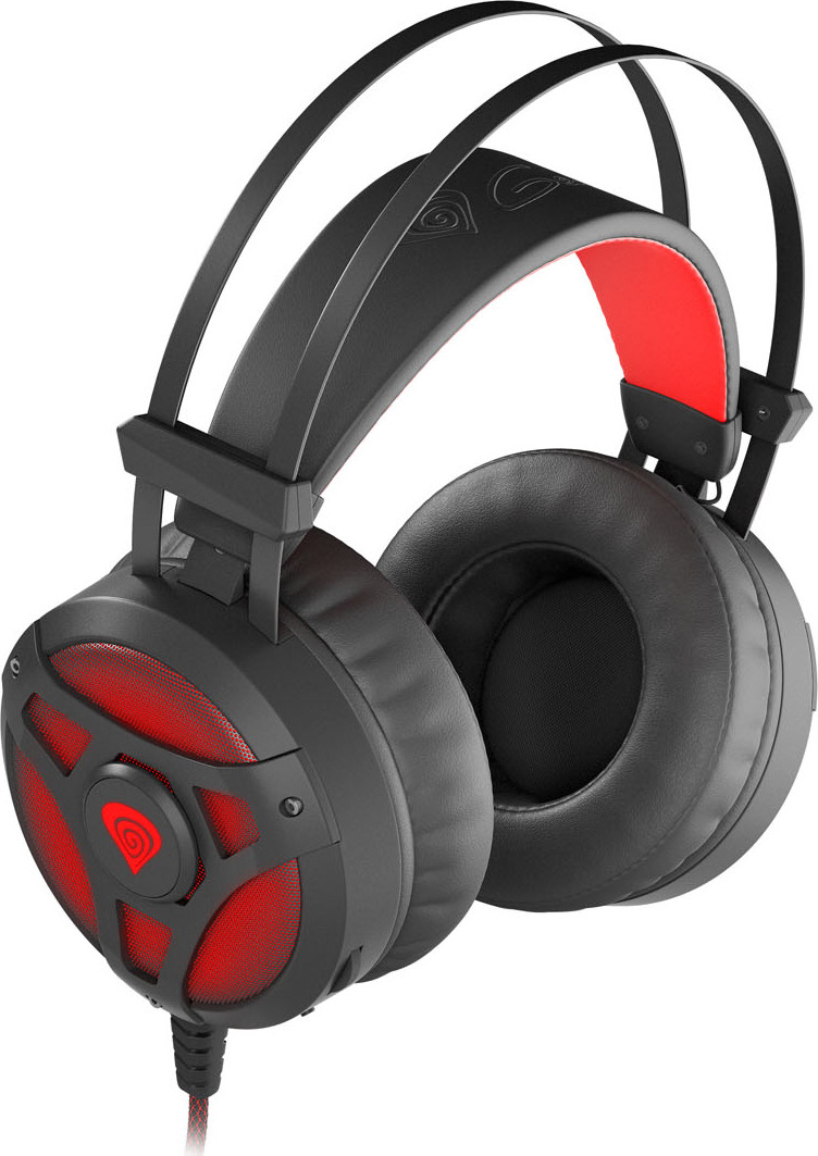 Herní sluchátka s mikrofonem Genesis Neon 360, Stereo, Vibrace, červené podsvícení