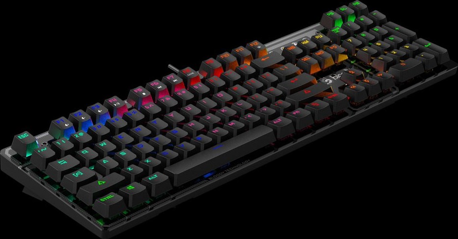 A4tech Bloody Klávesnice B750N, herní klávesnice, mechanická, drátová, Green Switch, CZ/SK, Černá