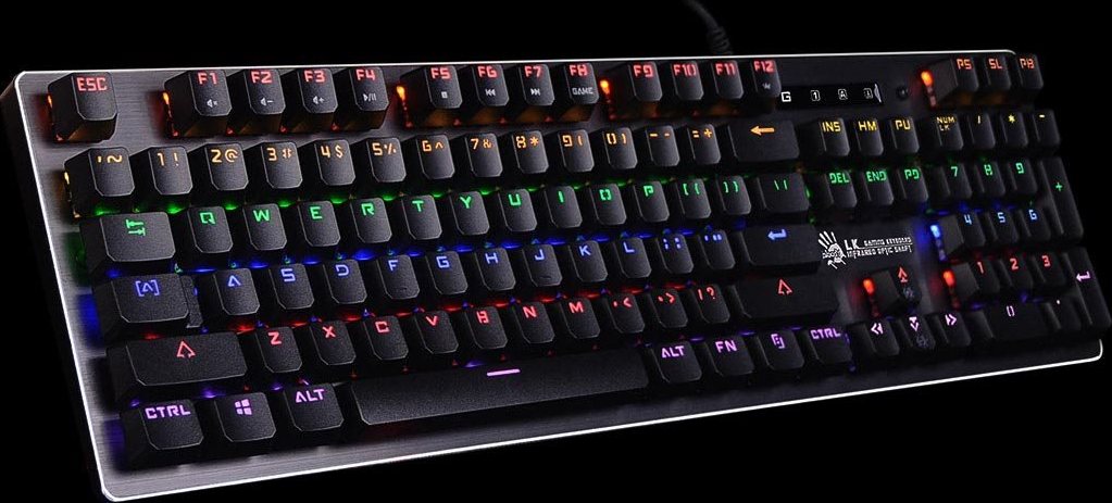 A4tech Bloody Klávesnice B760, herní klávesnice, mechanická, drátová, Green Switch, CZ/SK, Černá