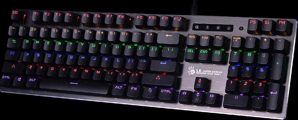 A4tech Bloody Klávesnice B760, herní klávesnice, mechanická, drátová, Green Switch, CZ/SK, Černá