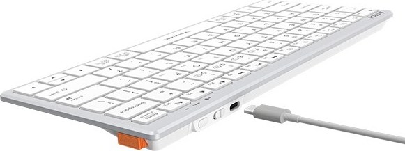 A4tech Klávesnice FBX51C, kancelářská klávesnice, membránová, bezdrátová, CZ/SK, Bílá