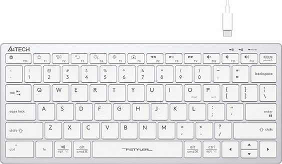 A4tech Klávesnice FX51, kancelářská klávesnice, membránová, bezdrátová, CZ/SK, Bílá
