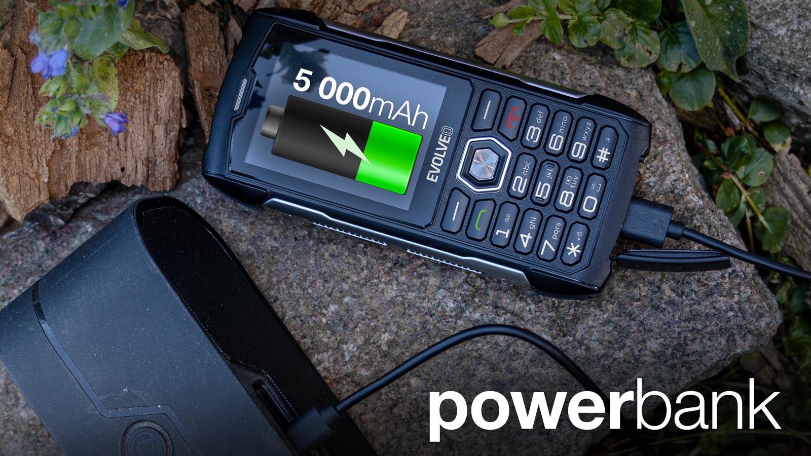 EVOLVEO StrongPhone H1, vodotěsný odolný Dual SIM telefon, černo-stříbrná