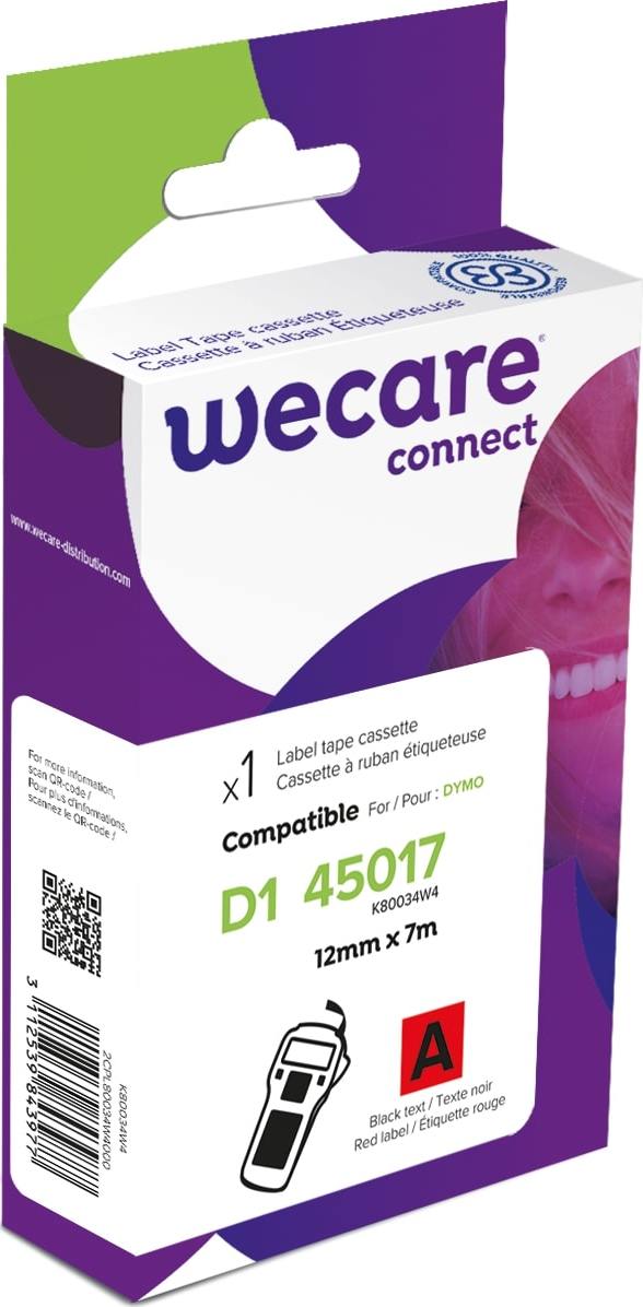 Páska WECARE ARMOR pre DYMO S0720570, čierna/červená, 12 mm x 7 m