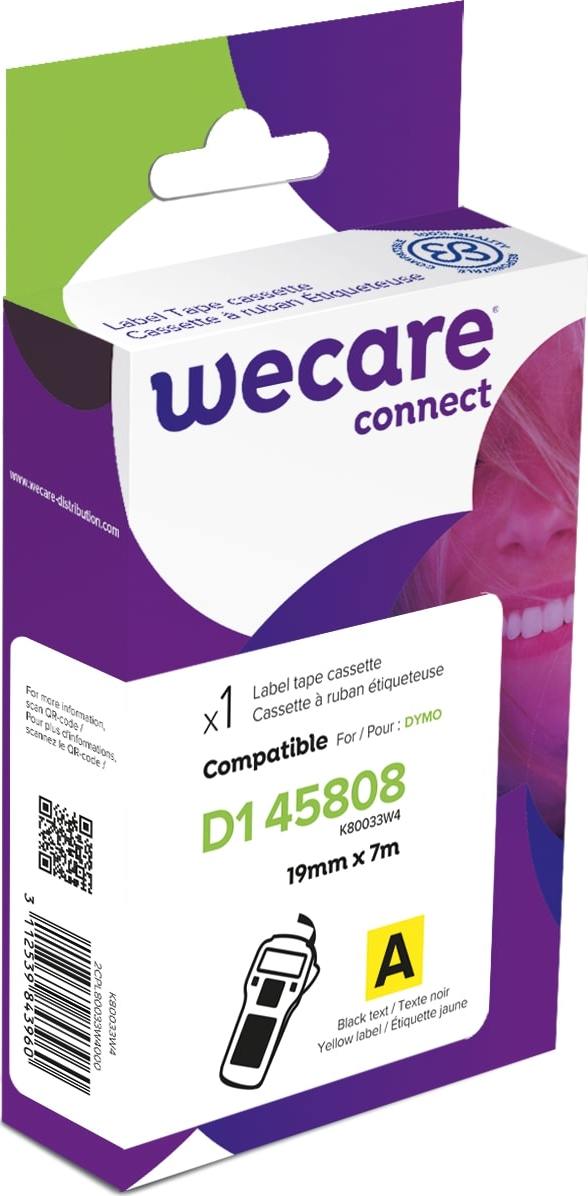 Páska WECARE ARMOR pre DYMO S0720880, čierna/žltá, 19 mm x 7 m