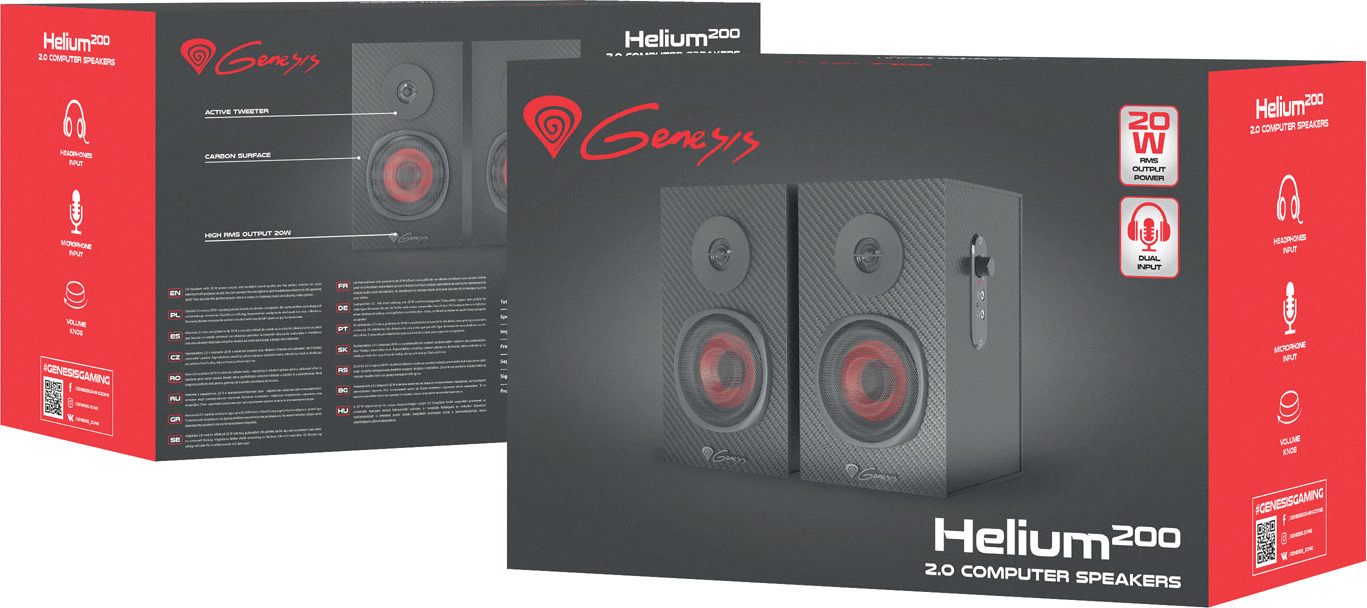 Genesis herní reproduktory HELIUM 200/Stereo/20W/Černá-červená