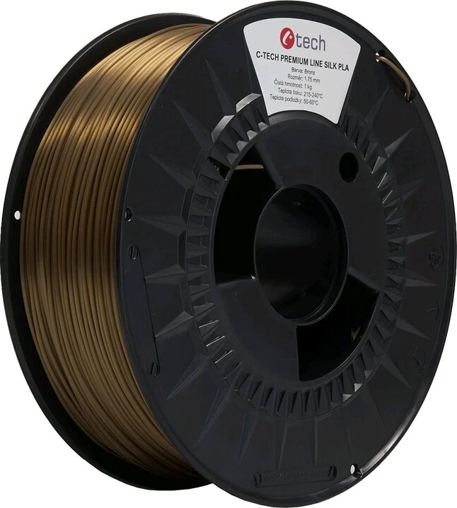 C-TECH Tisková struna (filament) PREMIUM LINE, Silk PLA, bronz, 1,75mm, 1kg