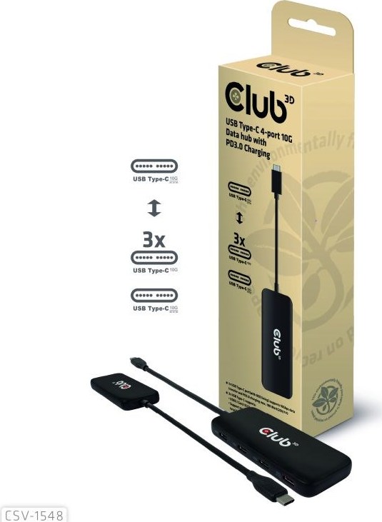 Club 3D Club3D hub 1xUSB-C na 4xUSB-C, 10Gbps port, PD 3.0