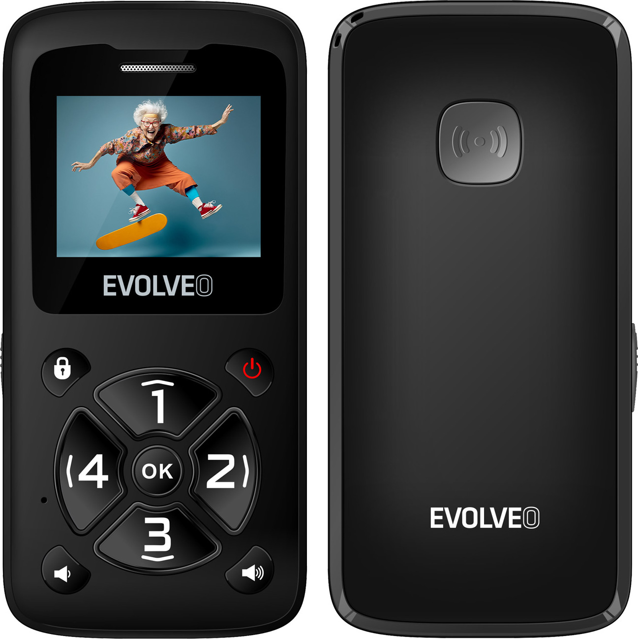 EVOLVEO Mobilní telefon pro seniory EasyPhone ID, černá